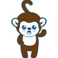 kawaii monkey animal icon over white background colorful design vector illustration