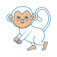 kawaii monkey animal icon over white background colorful design vector illustration