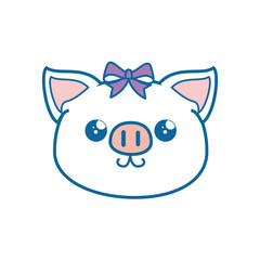 kawaii piggy animal icon over white background colorful design vector illustration