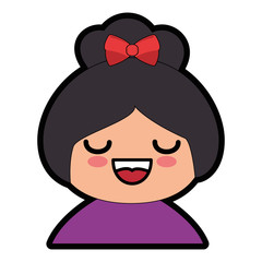 cartoon japanese girl icon over white background colorful design vector illustration