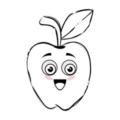 apple fruit with cartoon face icon over white background vector illustration
