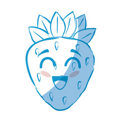 strawberry fruit with cartoon face icon over white background vector illustration