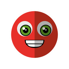 cartoon happy face icon over white background vector illustration