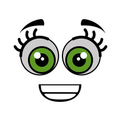 cartoon happy face icon over white background vector illustration
