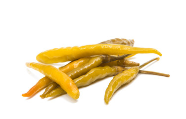 Green chilli pepper pickled isolated