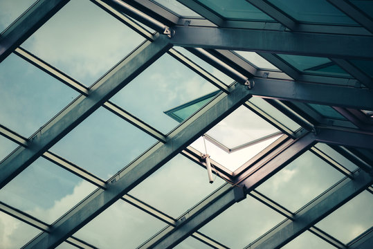 Glass Skylight Roof With Open Window