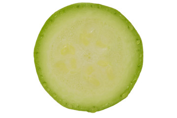 One cut piece of zucchini close