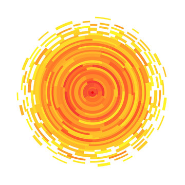 Abstract symbol of the sun. Vector illustration. Rays in the form of stripes.
