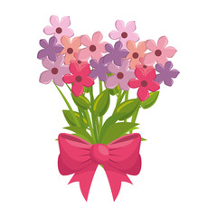 bouquet of beautiful flowers icon over white background colorful design vector illustration