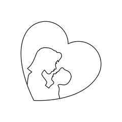 heart with mother and baby icon over white background vector illustration