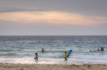 sunset boogie boarding