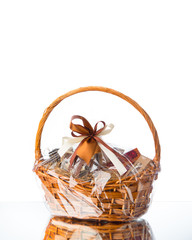 gift basket on white background