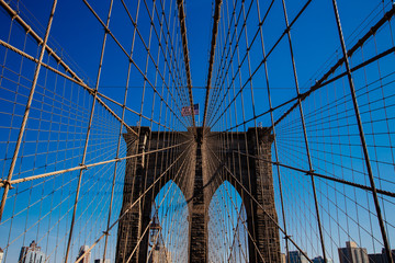 Naklejka premium Brooklyn Bridge at Day light, New York United States