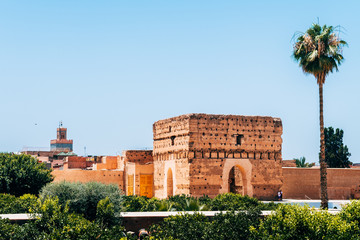 el badi palace at marrakech, morocco - obrazy, fototapety, plakaty