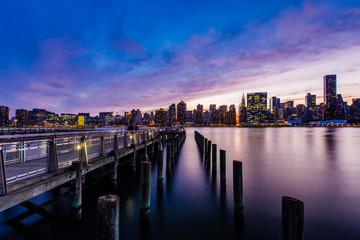 Naklejka premium Sunset at Midtown Manhattan Skyline, New York United States