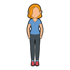 stand up women cartoon icon vector illustration graphic design