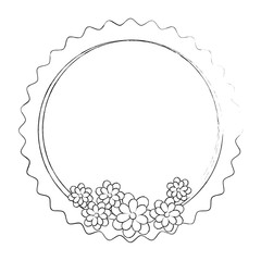 decorative frame with beautiful flowers icon over white background vector illustration