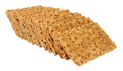 Rye crispbread portions isolated on a white background