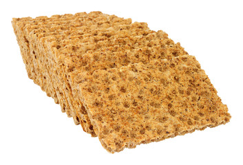 Rye crispbread portions isolated on a white background