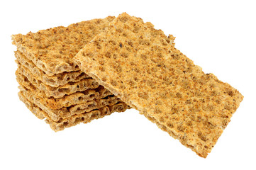 Rye crispbread portions isolated on a white background