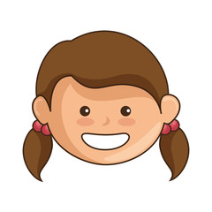 cartoon girl smiling icon over white background colorful design vector illustration