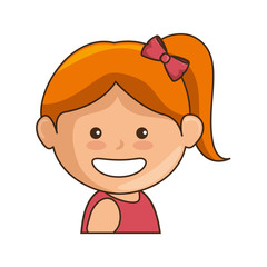 cartoon girl smiling icon over white background colorful design vector illustration