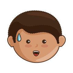 cartoon boy smiling icon over white background vector illustration