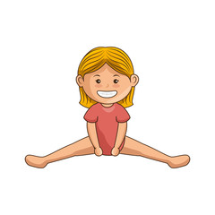 cartoon gymnastic girl icon over white background colorful design vector illustration