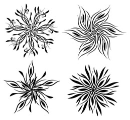 Tattoo, Vector ornaments, abstract flower