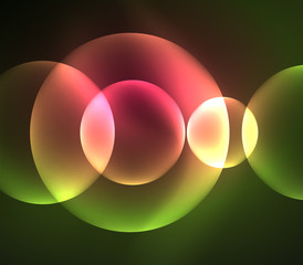Glowing shiny overlapping circles composition on dark background