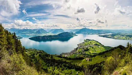 Foto op Plexiglas Panorama, Sicht auf Vierwaldstättersee und Weggis von der Rigi aus, Schweiz, Europa  © matho
