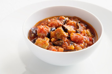 sicilian appetizer of eggplant and tomatoes