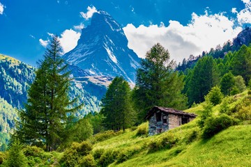 Fototapeta na wymiar Zermatt panorama, Swiss ski resort