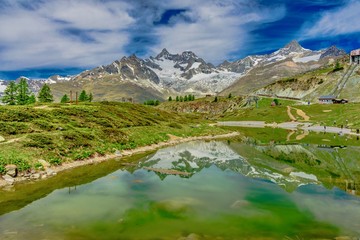 Fototapeta na wymiar Panorama on zermatt massif in switzerland