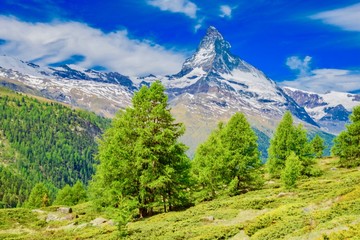 Panorama on zermatt massif in switzerland