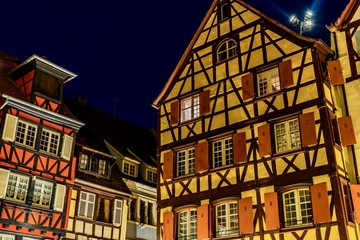 Panorama of the colorful town of France in the Alsace region Colmar