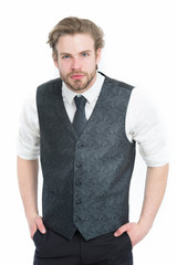 man or confident gentleman in waistcoat and tie