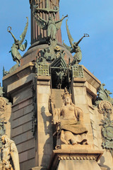 Fototapeta na wymiar Detail of Columbus Monument, Barcelona, Catalonia, Spain