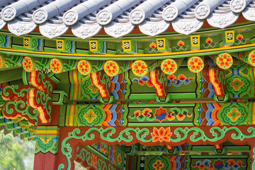 Fototapeta premium asian patterns on construction in Kiev botanical garden