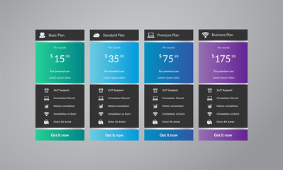 Pricing Tables Web Template Vectorial Design