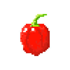 Red pixel bell pepper for games and applications