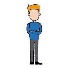man standing male character people image vector illustration