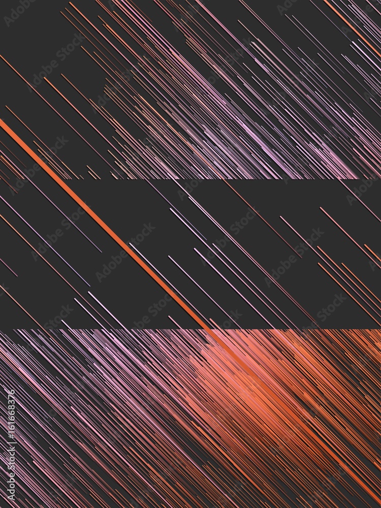 Aufkleber Digital diagonal orange lines abstract background. 3d rendering