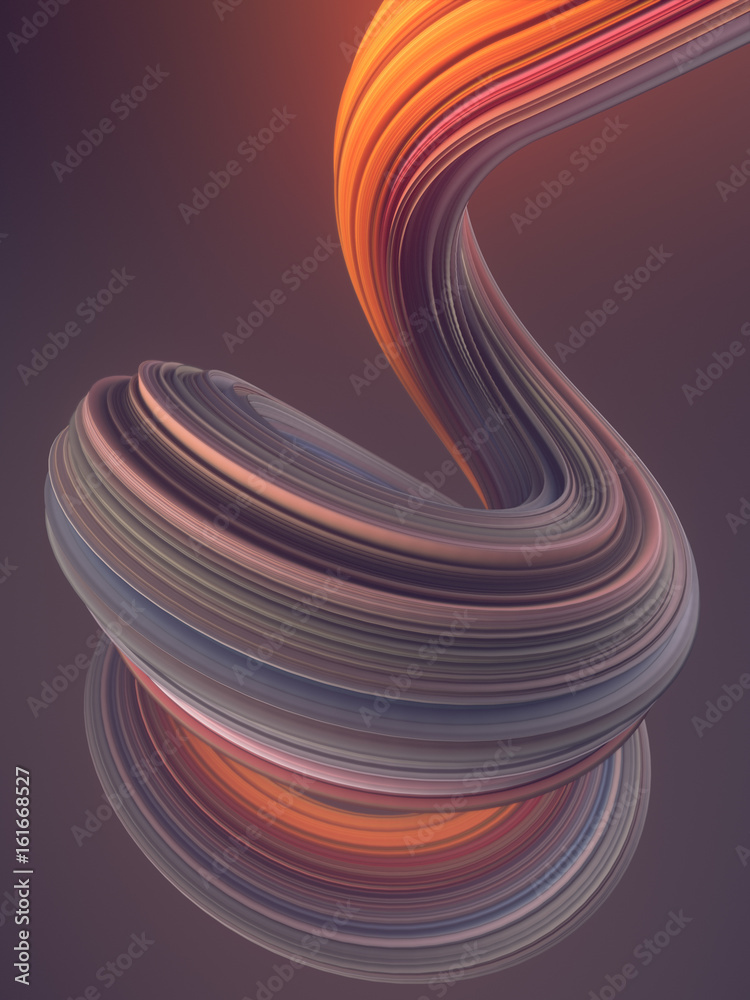 Aufkleber Colored twisted shape. Computer generated abstract geometric 3D render illustration