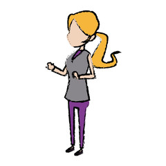 standing woman character female people business vector illustration