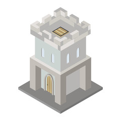 Vector isometric icon of the fortress tower.