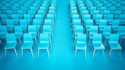 Rows of empty chairs