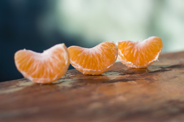 tangerines peeled at sun