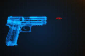 3d illustration of a pistol shooting