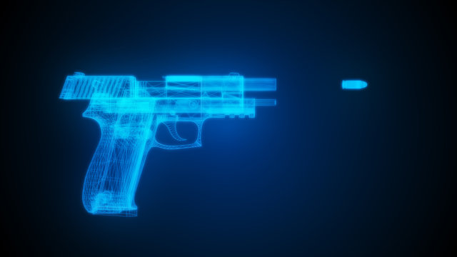 3d Illustration Of A Pistol Shooting